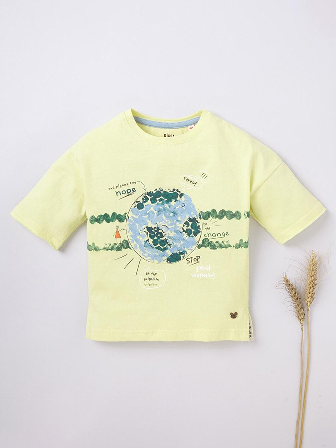 ed-a-mamma kids lime green typography printed organic cotton t-shirt