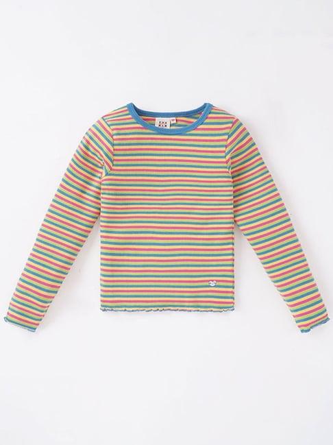ed-a-mamma kids multicolor cotton striped full sleeves t-shirt