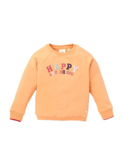 ed-a-mamma kids orange cotton embroidered sweatshirt
