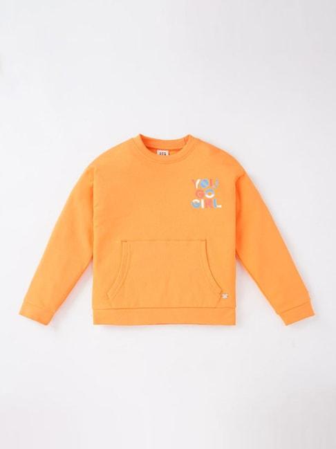 ed-a-mamma kids orange cotton graphic full sleeves sweatshirt