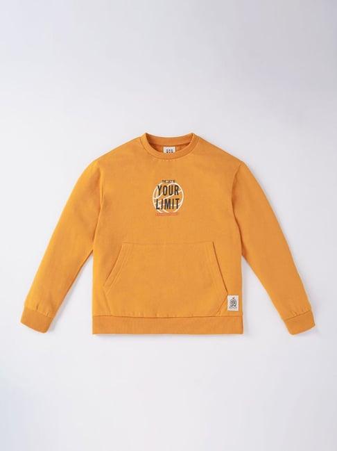 ed-a-mamma kids orange cotton printed full sleeves sweatshirt