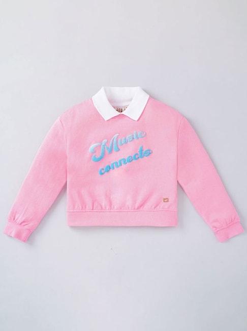 ed-a-mamma kids pink & white cotton printed full sleeves sweatshirt