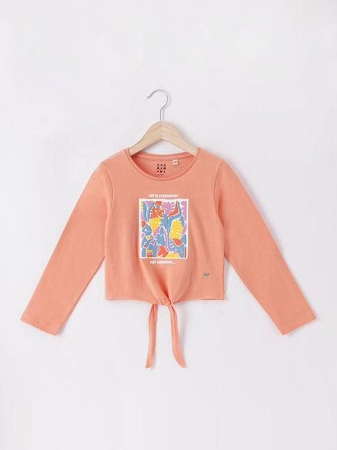 ed-a-mamma kids pink cotton graphic full sleeves top
