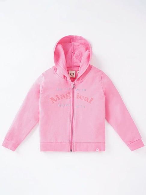 ed-a-mamma kids pink cotton printed full sleeves jacket