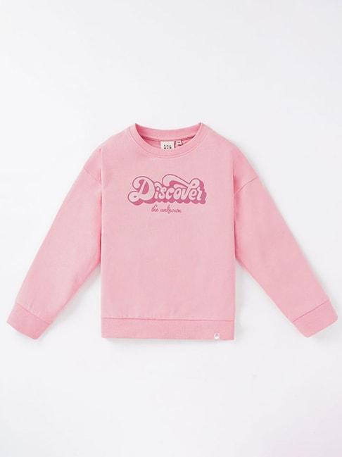 ed-a-mamma kids pink cotton printed full sleeves sweatshirt