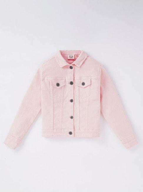 ed-a-mamma kids pink cotton regular fit full sleeves jacket
