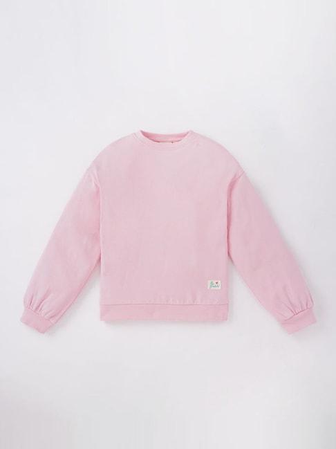 ed-a-mamma kids pink cotton regular fit full sleeves sweatshirt