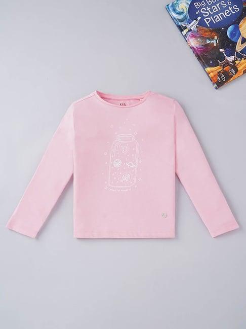 ed-a-mamma kids pink printed full sleeves t-shirt