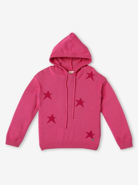 ed-a-mamma kids pink self design full sleeves sweater