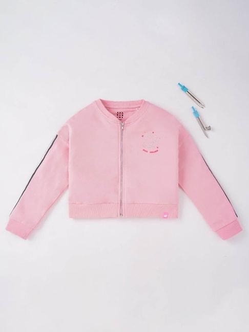 ed-a-mamma kids pink solid full sleeves jacket
