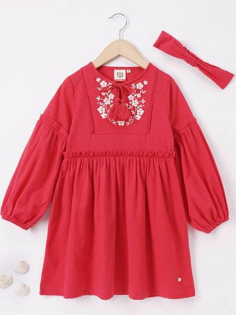 ed-a-mamma kids red cotton floral print dress