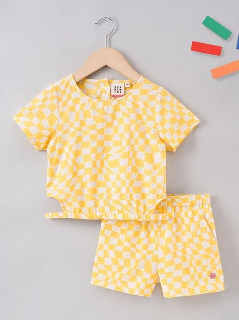 ed-a-mamma-kids-yellow-&-white-checks-t-shirts-with-shorts