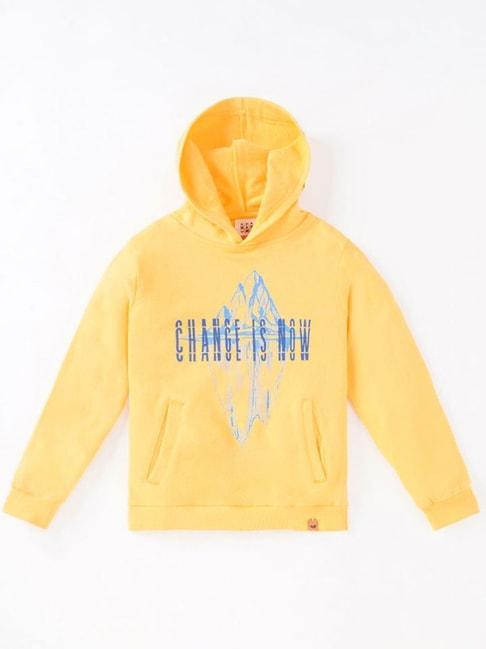 ed-a-mamma kids yellow cotton printed full sleeves hoodie