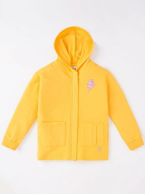 ed-a-mamma kids yellow cotton printed full sleeves jacket