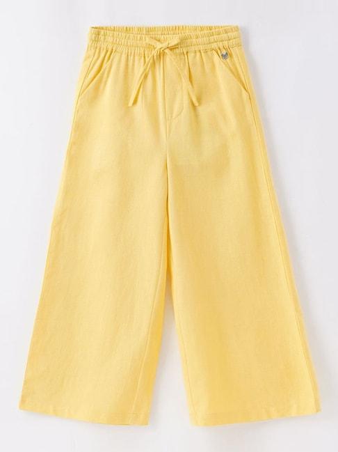 ed-a-mamma kids yellow cotton regular fit culottes pants