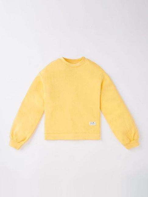 ed-a-mamma kids yellow cotton regular fit full sleeves sweatshirt