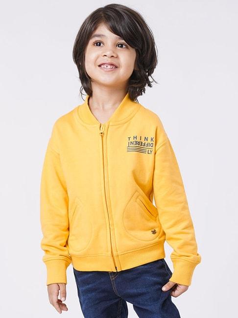 ed-a-mamma sustainable front zipper jacket with concealed pockets for boys -yellow