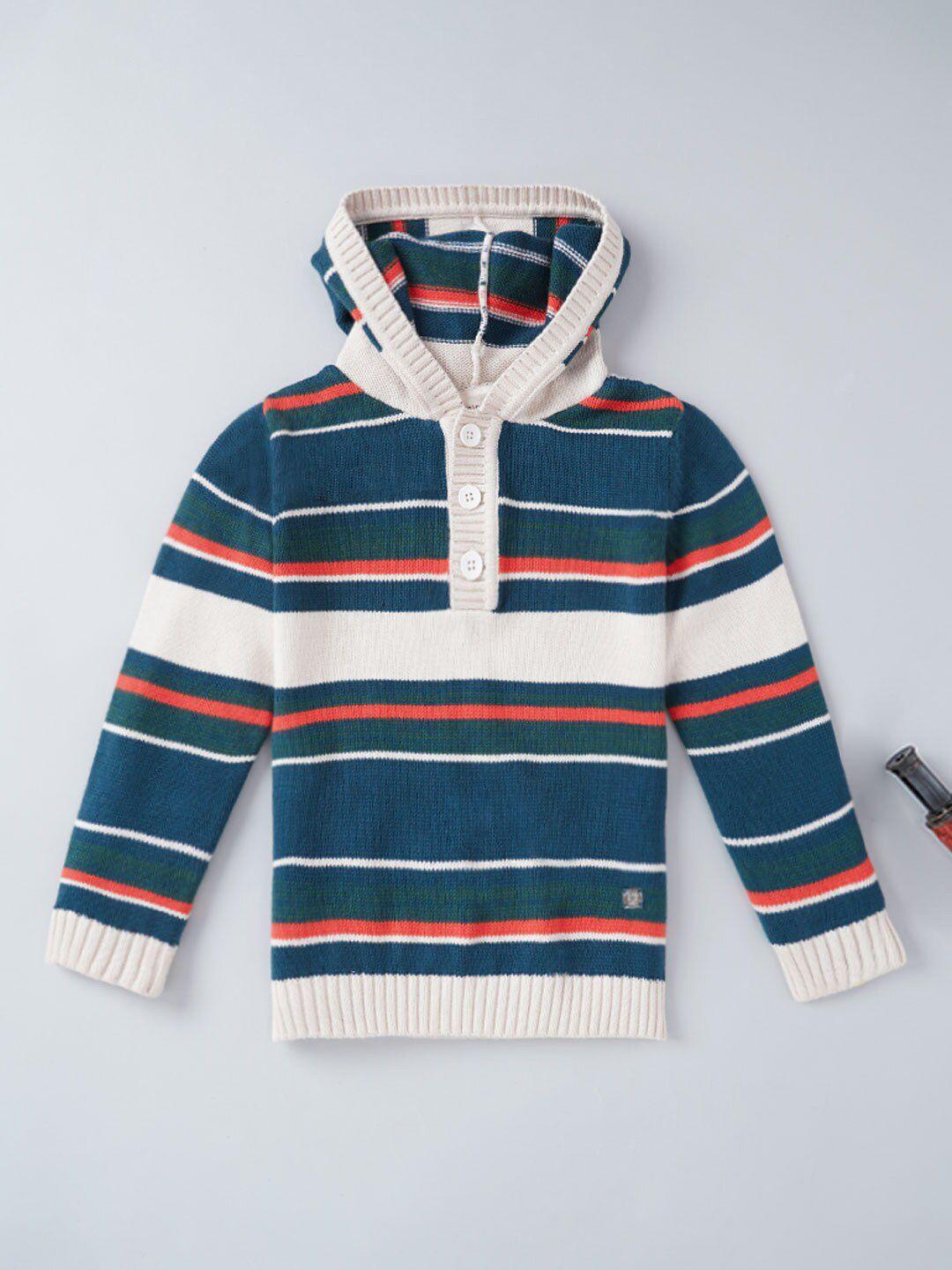 ed-a-mamma boys blue & white striped cotton pullover