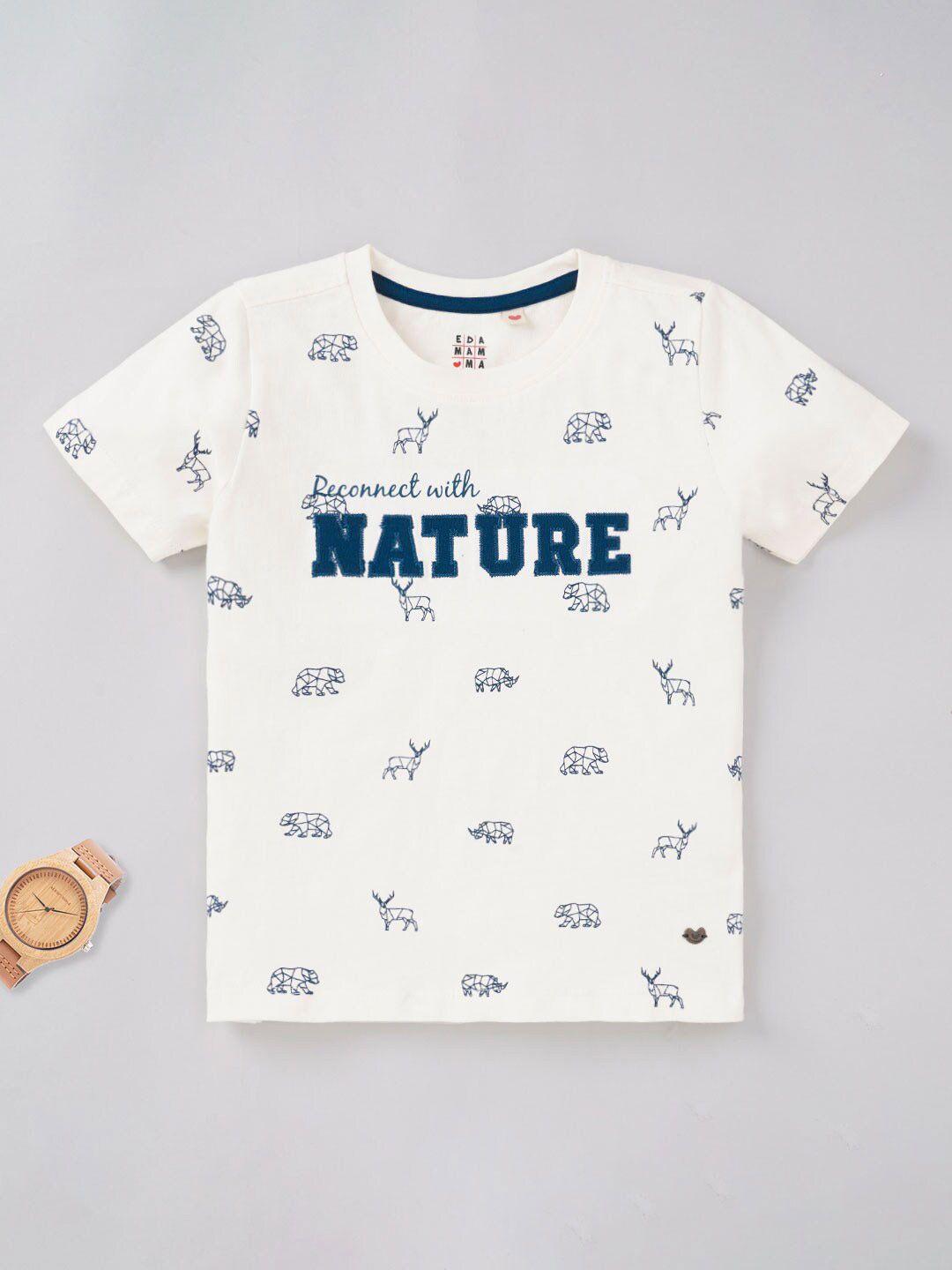 ed-a-mamma boys conversational printed pure cotton t-shirt