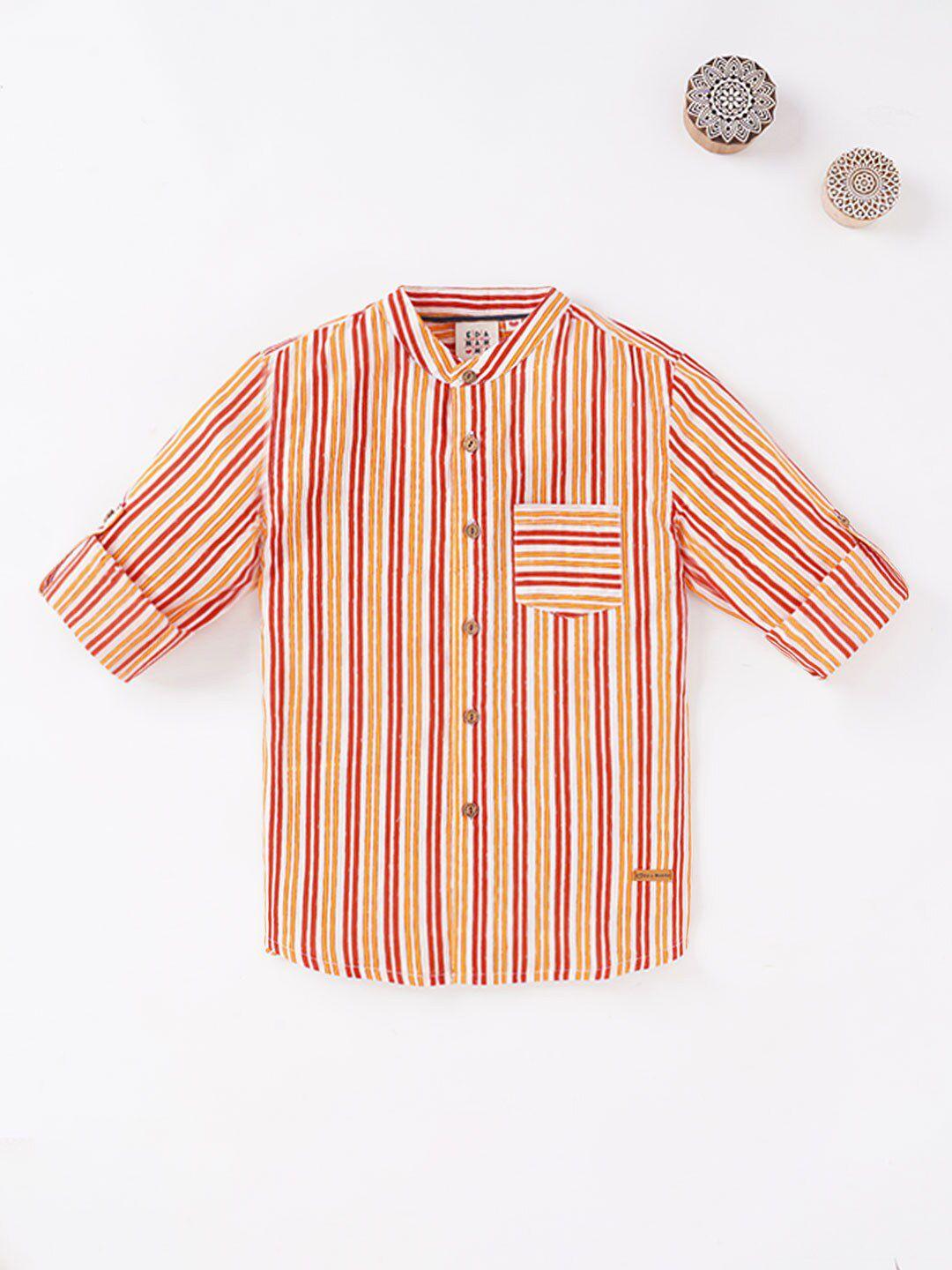 ed-a-mamma boys cotton sustainable striped casual shirt