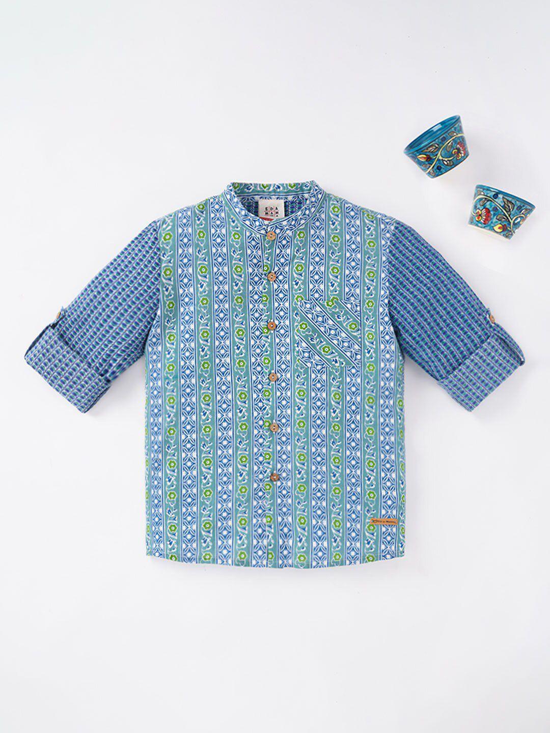 ed-a-mamma boys floral printed casual cotton shirt