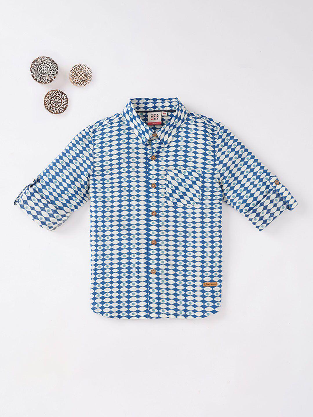 ed-a-mamma boys geometric printed casual cotton shirt