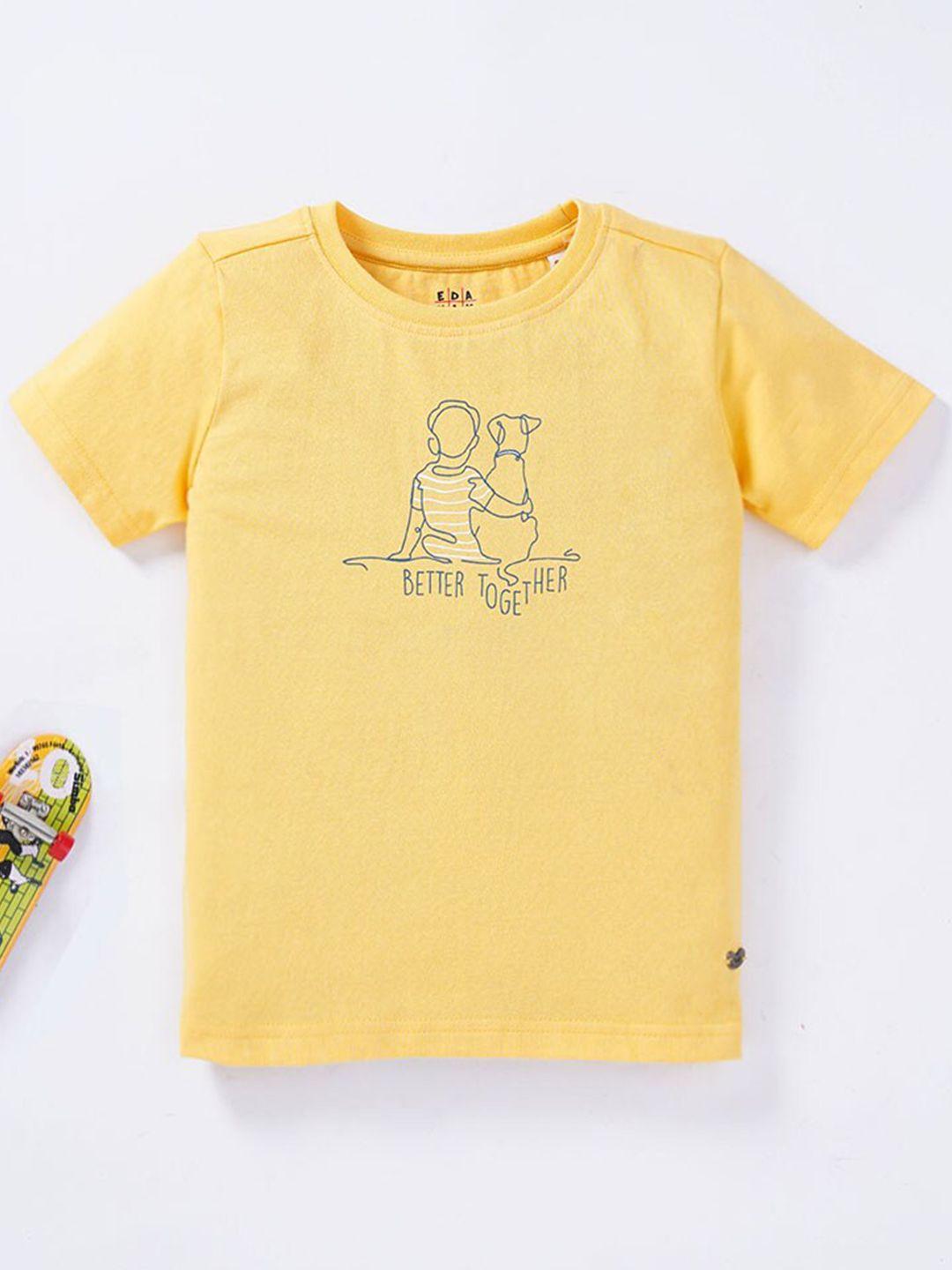 ed-a-mamma boys mustard yellow printed sustainable t-shirt