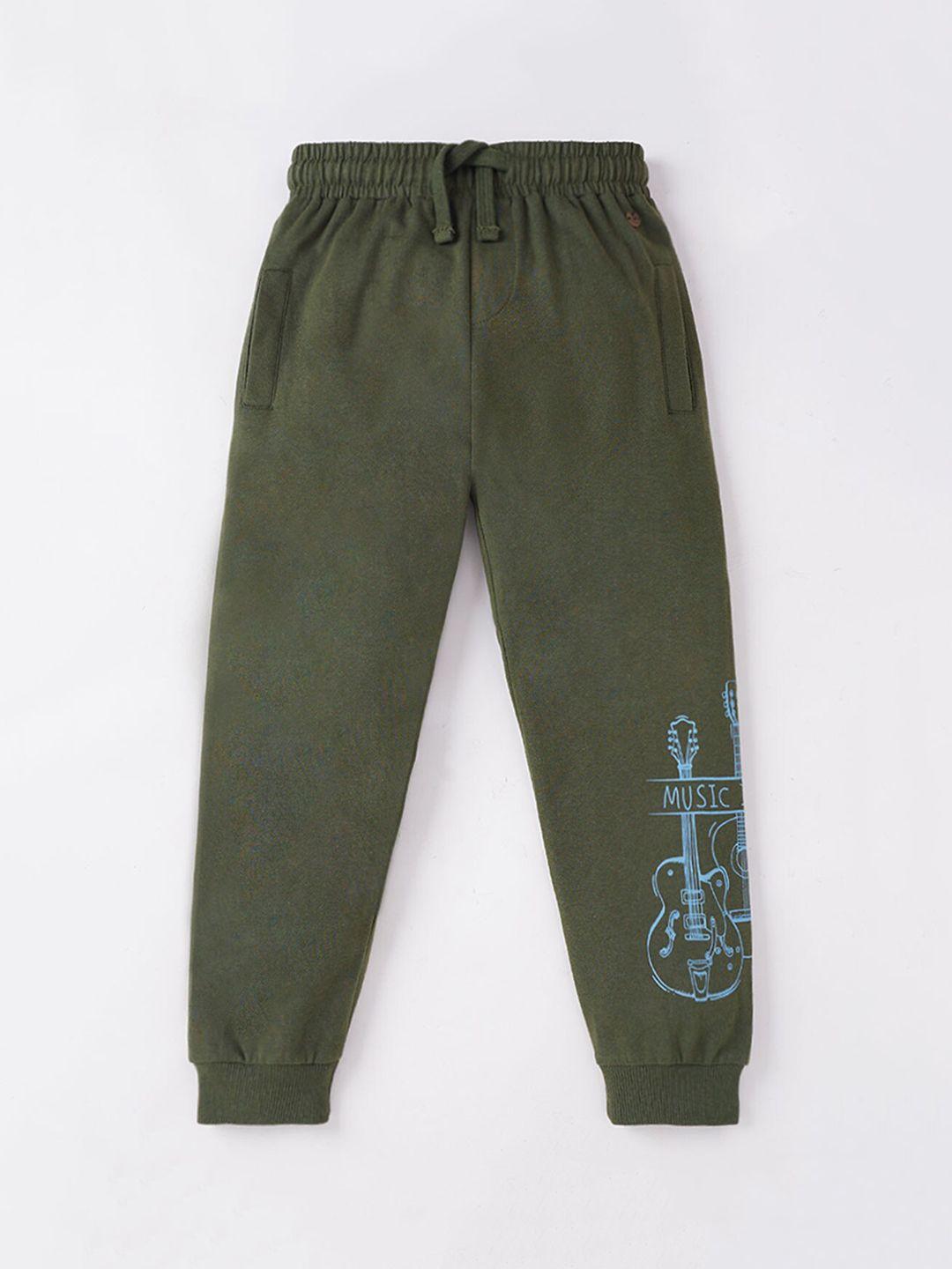 ed-a-mamma boys olive solid cotton drawstring joggers