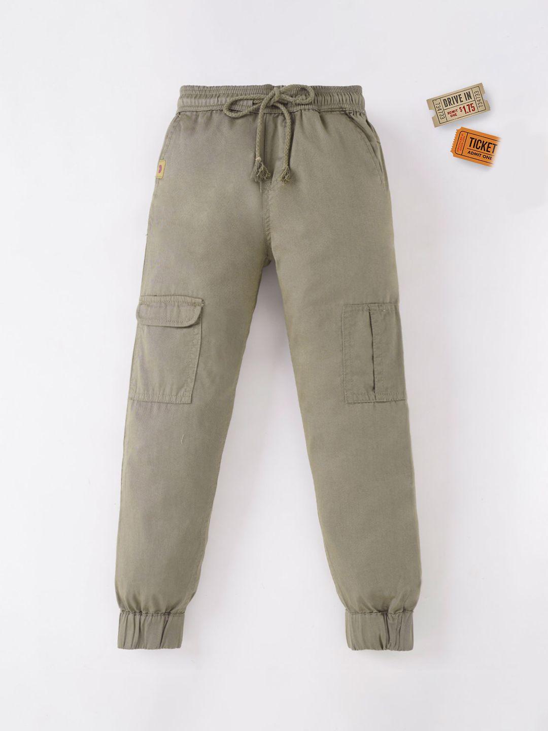 ed-a-mamma boys olive solid cotton track pants