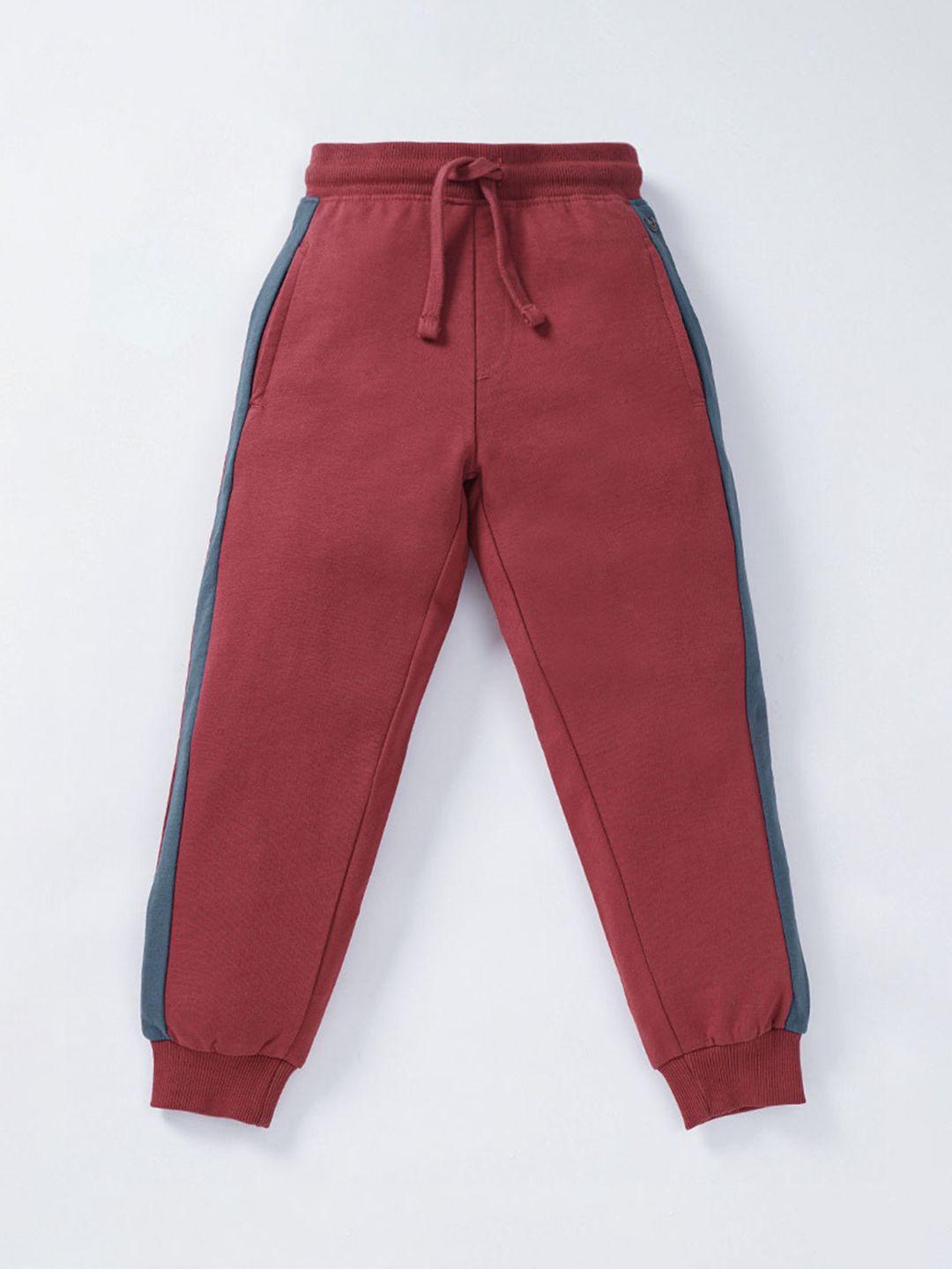 ed-a-mamma boys orange solid cotton joggers