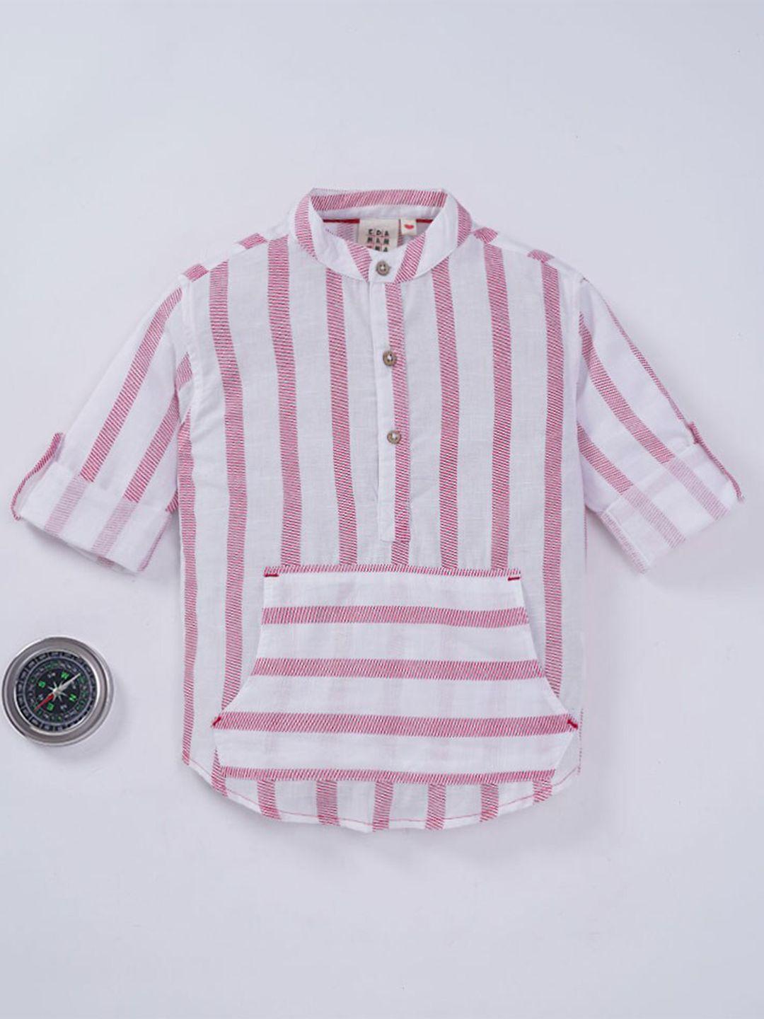 ed-a-mamma boys red new cotton striped casual shirt