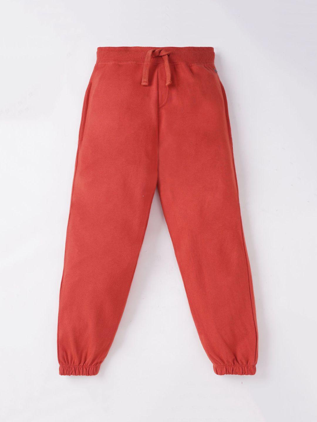 ed-a-mamma boys red solid cotton drawstring jogger