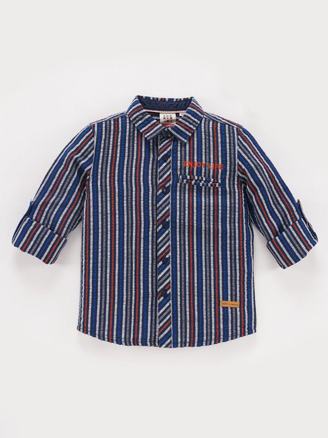 ed-a-mamma boys striped cotton casual shirt