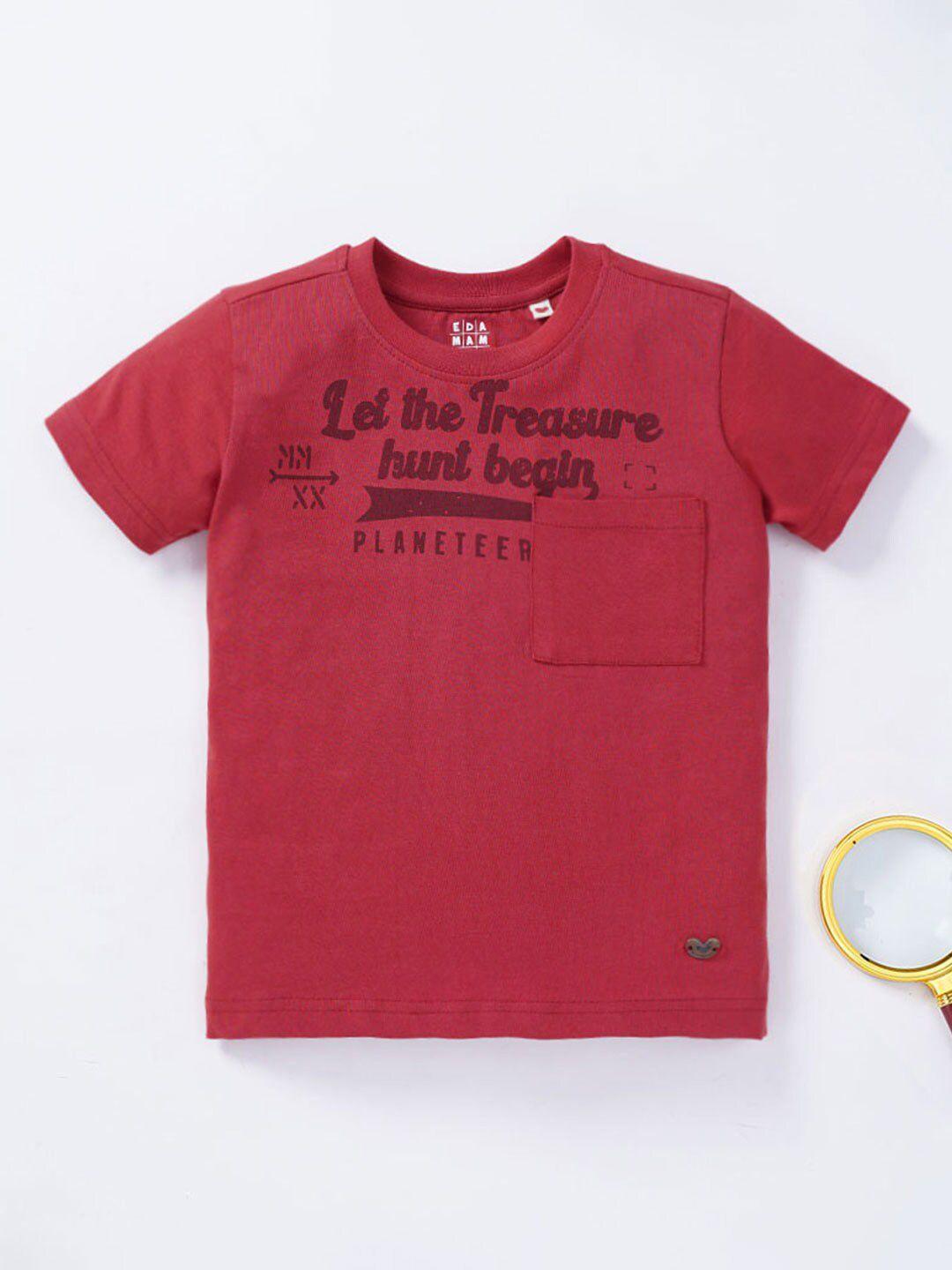 ed-a-mamma boys typography printed cotton t-shirt