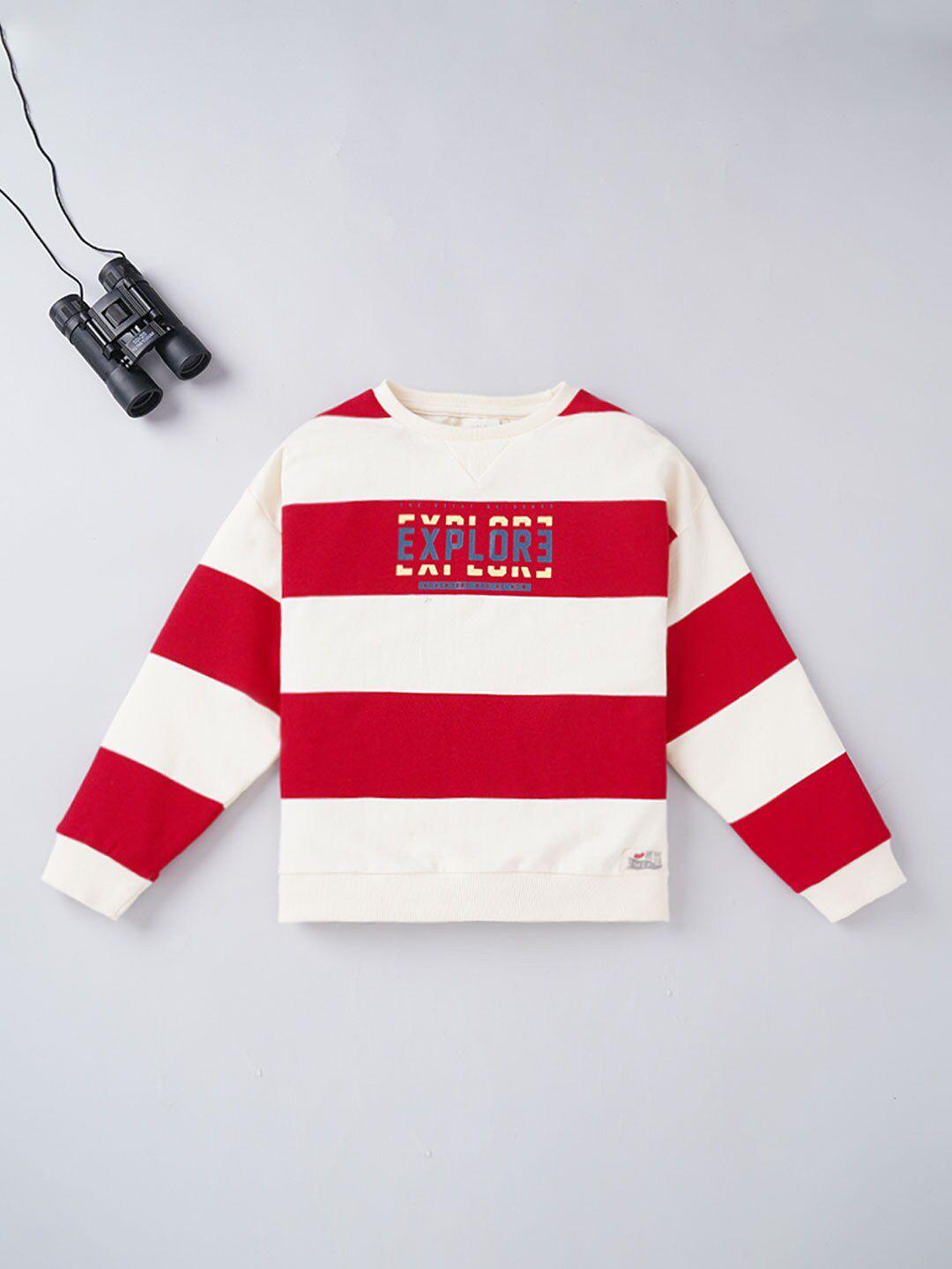 ed-a-mamma boys white striped round neck sweatshirt