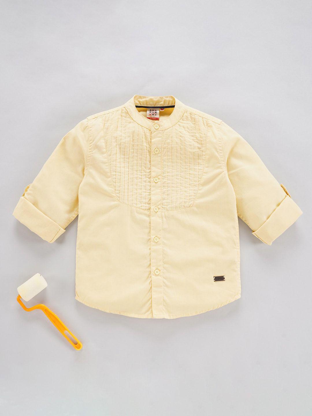 ed-a-mamma boys yellow opaque striped casual shirt