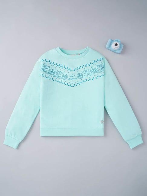 ed-a-mamma kids aqua blue printed full sleeves sweatshirt