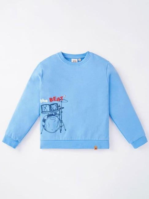 ed-a-mamma kids blue cotton printed full sleeves sweatshirt