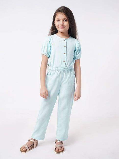 ed-a-mamma kids blue cotton regular fit jumpsuit