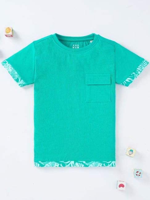 ed-a-mamma kids blue cotton regular fit t-shirt