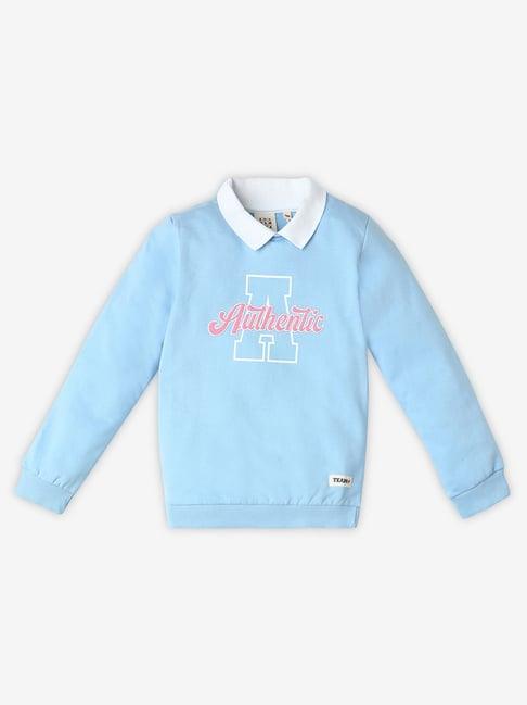 ed-a-mamma kids blue embroidered full sleeves sweatshirt