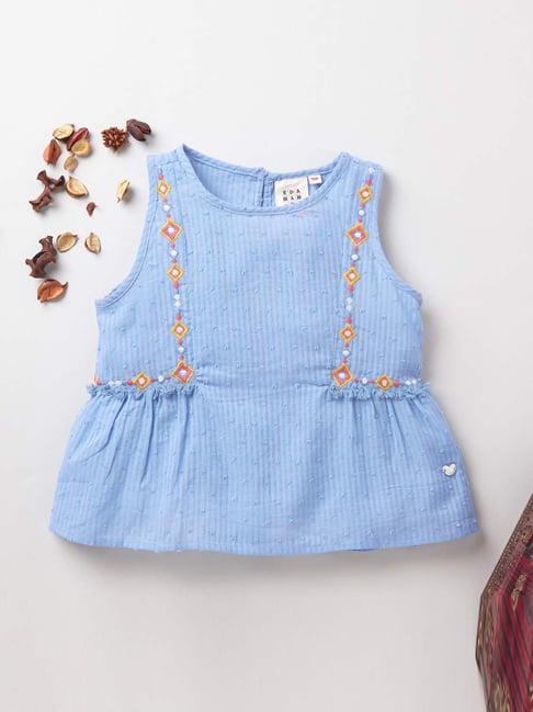 ed-a-mamma kids blue embroidered top