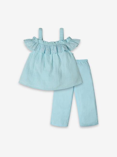 ed-a-mamma kids blue self design top with pants