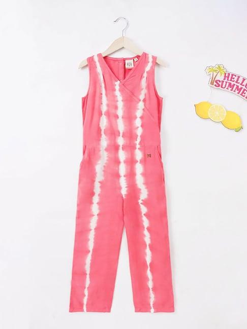 ed-a-mamma kids coral printed jumpsuit
