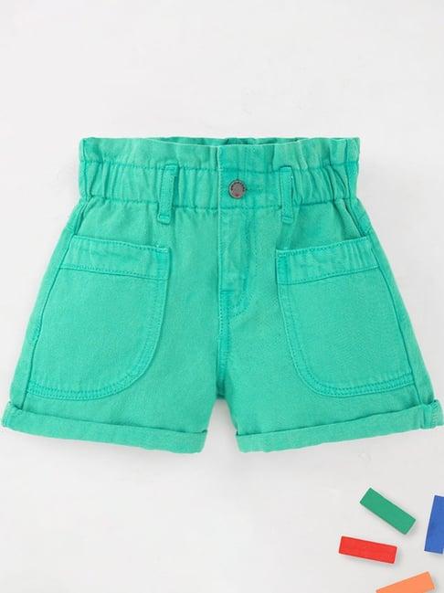 ed-a-mamma kids green cotton regular fit shorts