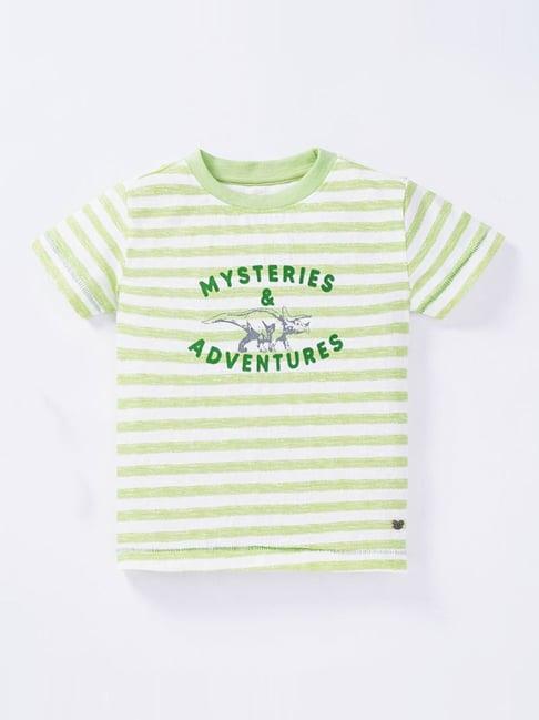 ed-a-mamma kids green cotton striped t-shirt