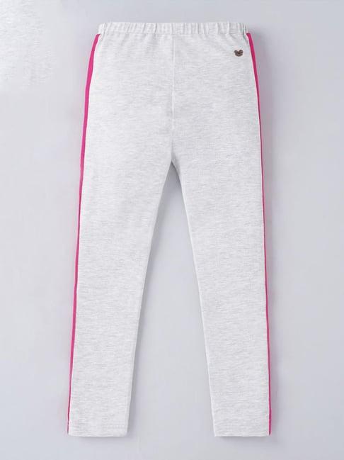 ed-a-mamma kids grey & pink cotton regular fit leggings