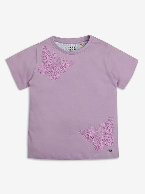 ed-a-mamma kids lavender embroidered t-shirt