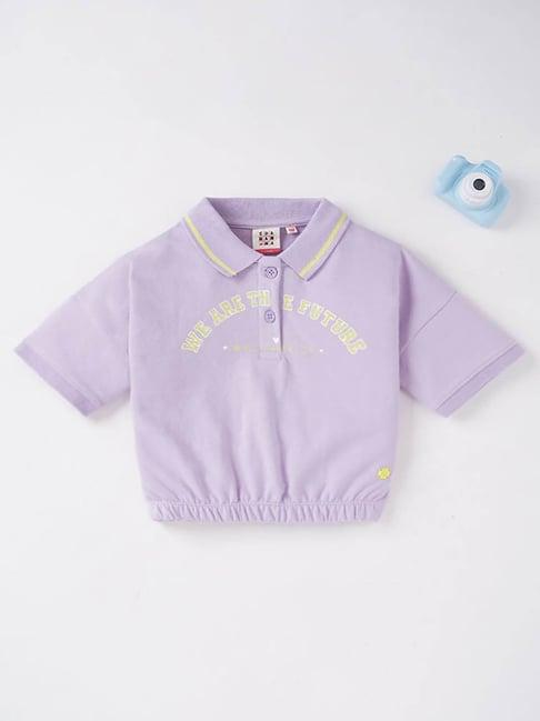 ed-a-mamma kids lavender graphic print polo t-shirt
