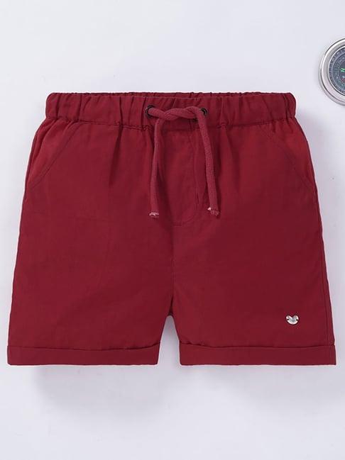 ed-a-mamma kids maroon solid shorts